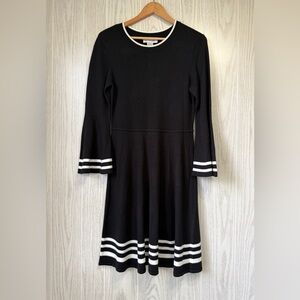 Jessica H Black and White Knit Fit and Flare Dress Size M EUC